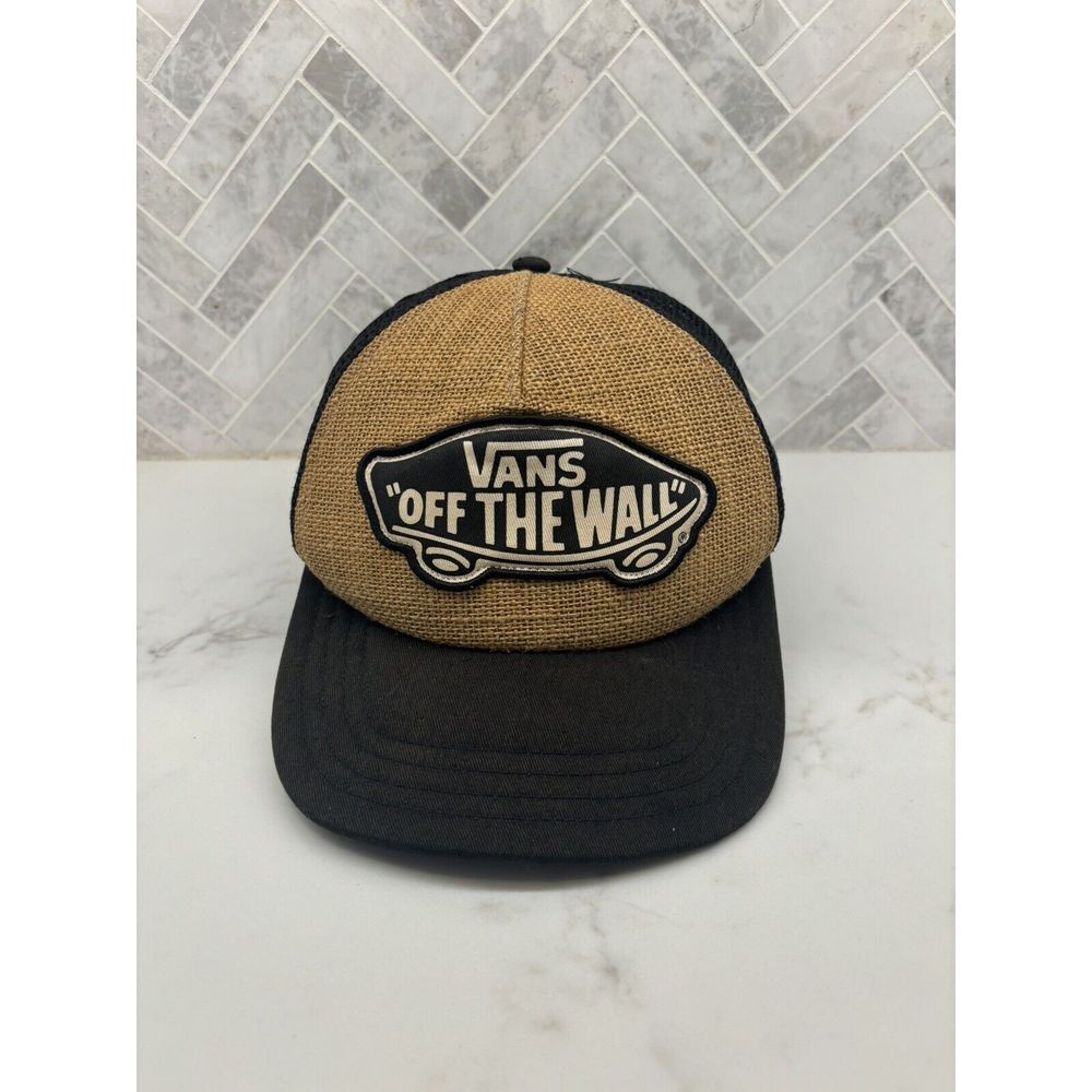 Vans Off The Wall Snapback Trucker Hat Mesh Back Adjustable Faux Basket Weave